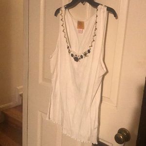 Sleeveless Top With Beaded Neckline